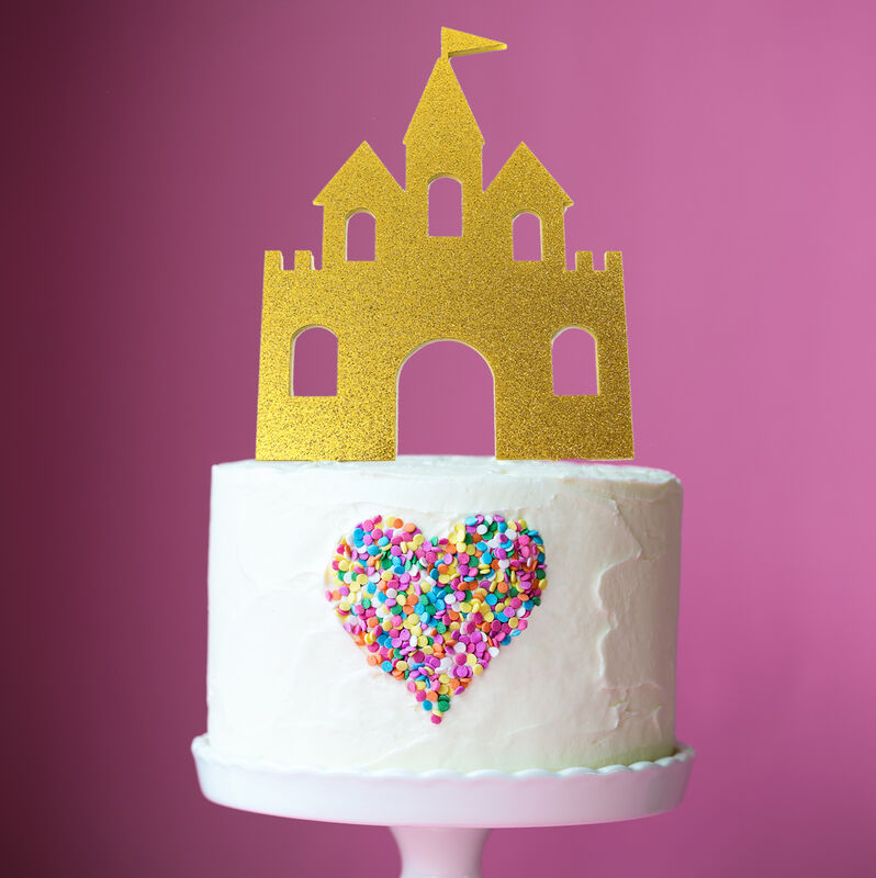 ACRYLIC CAKE TOPPER PRINCESS CASTLE GOLD The Famous Arthur Daley's