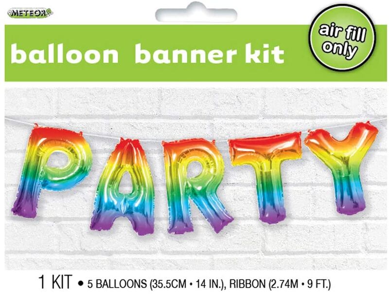 BALLOON BANNER KIT FOIL PARTY RAINBOW COLOURS The Famous Arthur