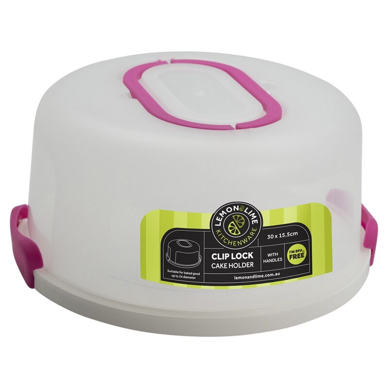 LEMON & LIME CLIP LOCK CAKE HOLDER ROUND 30CM The Famous Arthur