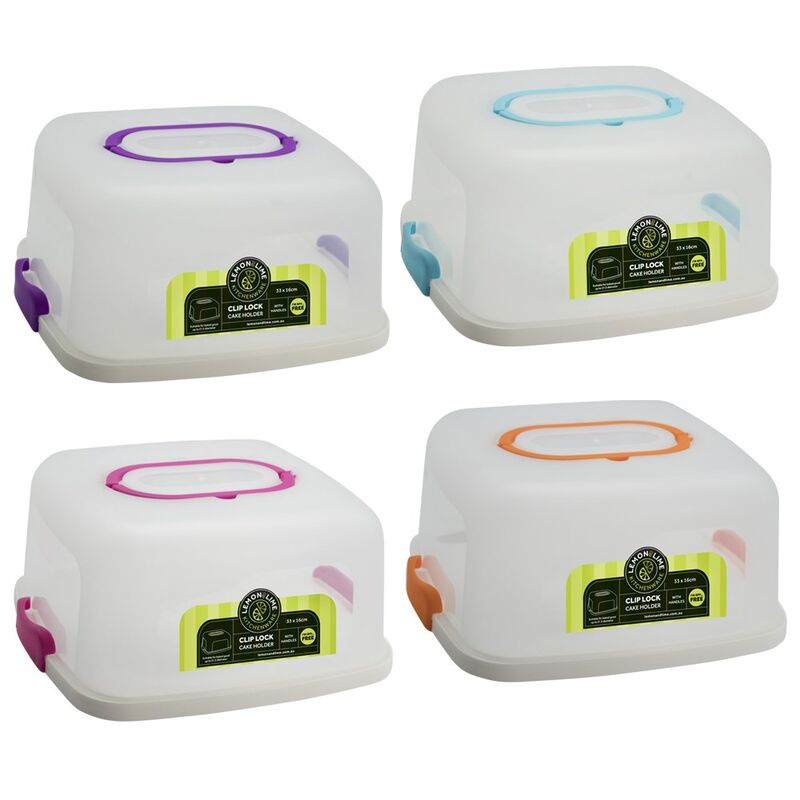LEMON & LIME CLIP LOCK CAKE HOLDER SQUARE 33CM The Famous