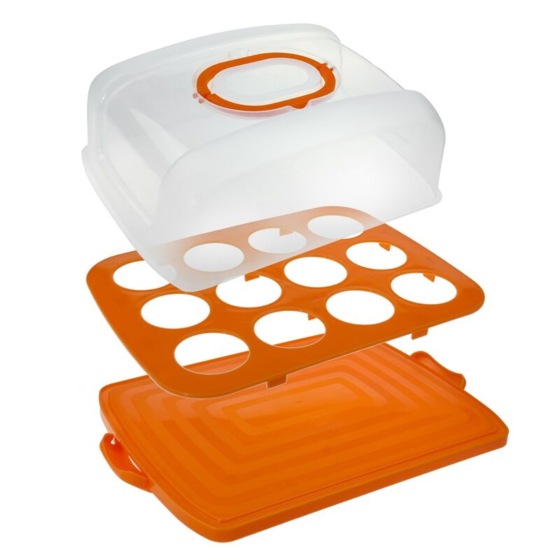 LEMON & LIME CLIP LOCK CAKE HOLDER & MUFFIN TRAY RECTANGLE 37