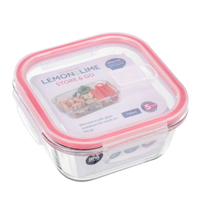 LEMON & LIME YORKSHIRE GLASS SQUARE STORAGE CONTAINER 760ML 15.8X15.8X The Famous Arthur