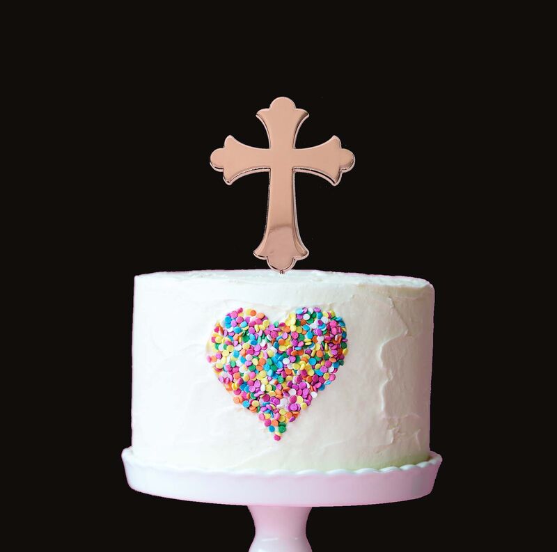 CAKE TOPPER CROSS ROSE GOLD PLATED The Famous Arthur Daley's