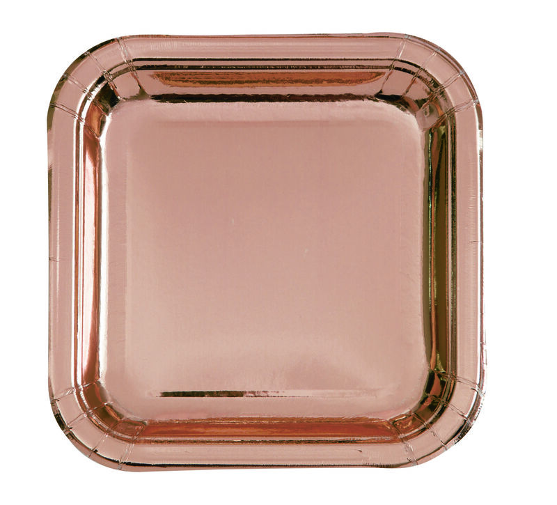 ROSE GOLD SQUARE PAPER PLATES 7" The Famous Arthur Daley's